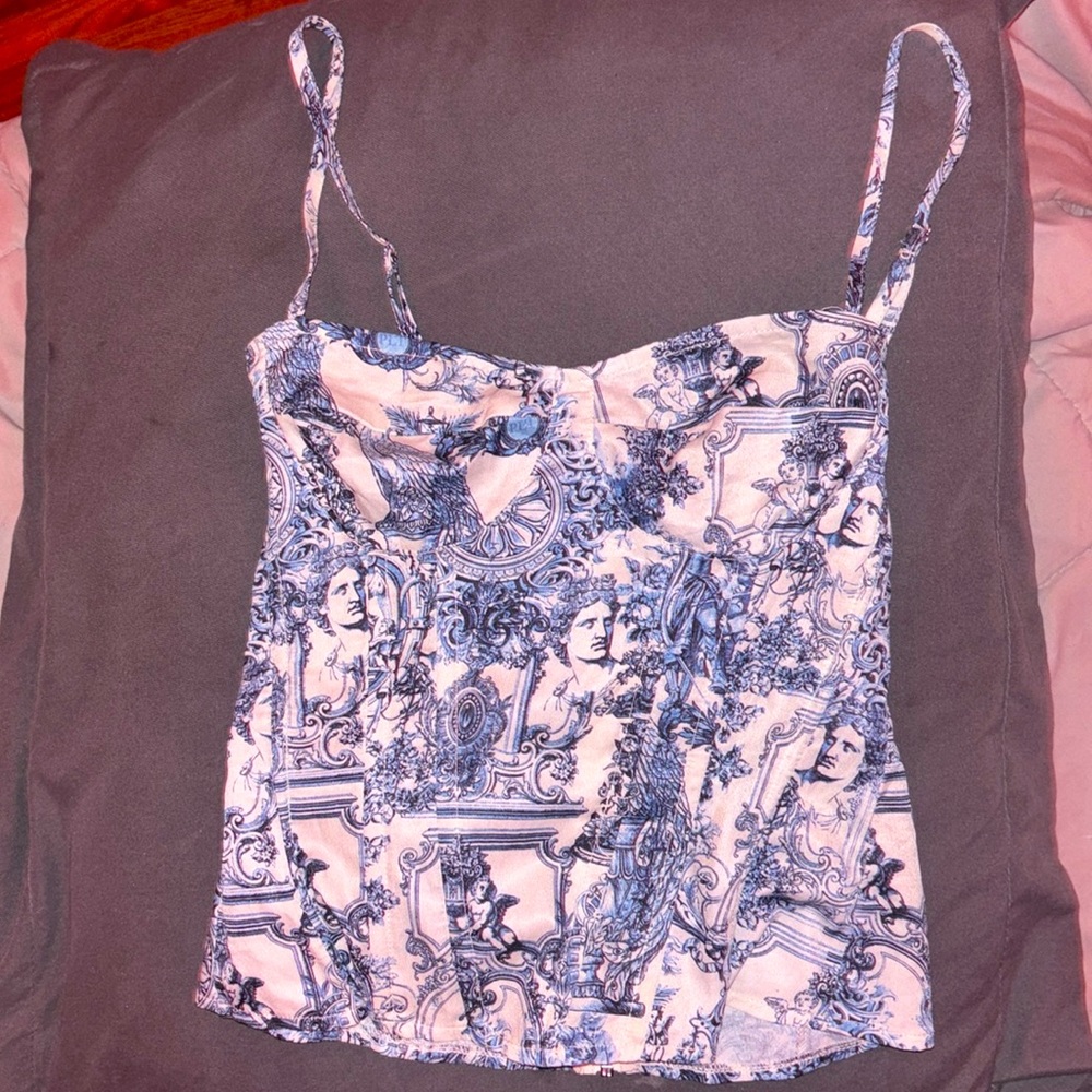 Blue and white tank top